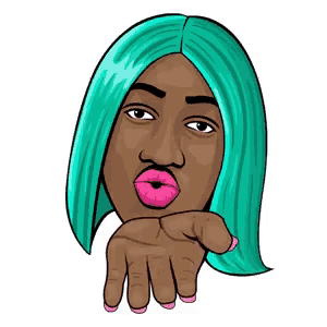 a cartoon drawing of a woman blowing a kiss