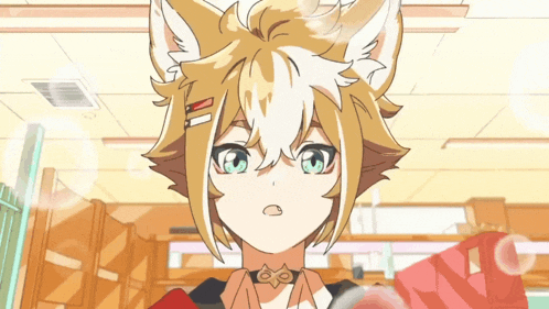 a cartoon of a girl with a fox 's ears