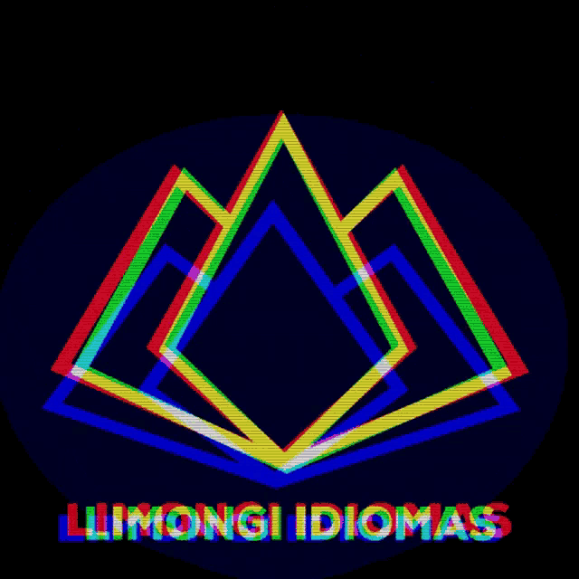 a colorful logo for limongi idiomas with a mountain in the middle