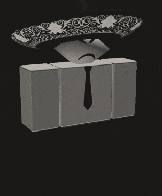 a black and white image of a mariachi hat and a tie