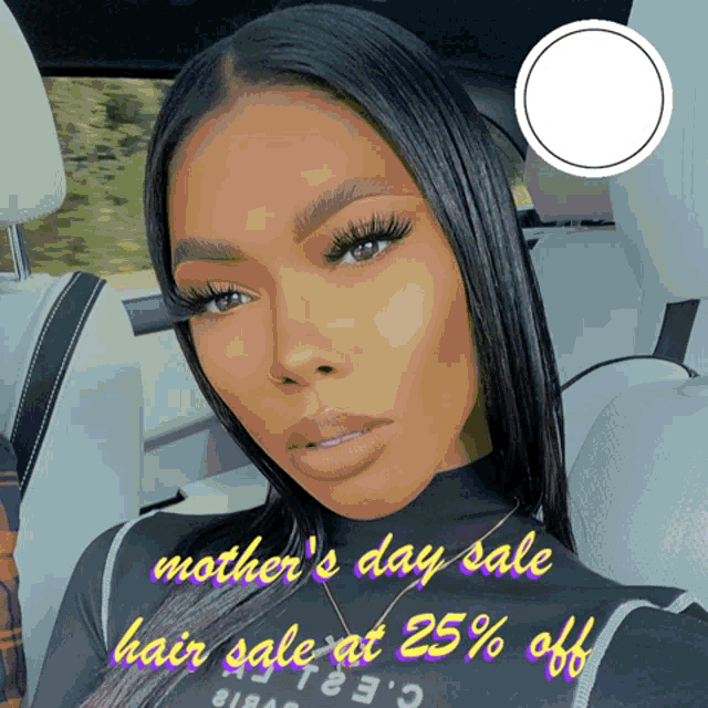 an advertisement for mother 's day sale hair sale at 25% off