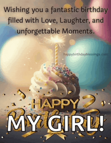 a birthday card for a girl with a cupcake