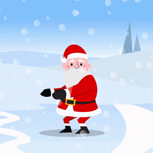 a cartoon of santa claus standing in the snow with the website zzypto.com behind him