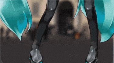 a cartoon drawing of a woman 's legs with blue hair