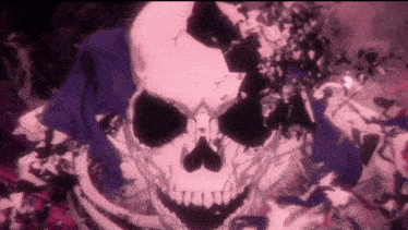 a skull with a blue scarf around it 's head