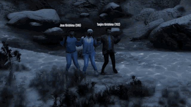 jose nishihama ( 598 ) and tanjiro nishihama ( n53 ) are playing a video game in the snow