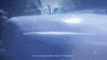 a blue background with the words " the inextinguishable flame of vengeance " below it