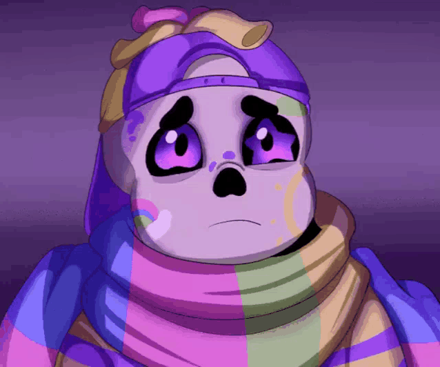 a cartoon drawing of a skeleton wearing a scarf and hat