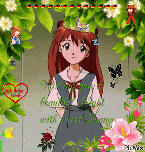 a picture of a girl with the words wishing you a beautiful night with sweet dreams on the bottom
