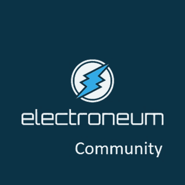 the logo for electroneum community has a lightning bolt in a circle