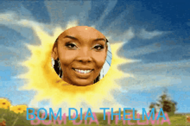 a picture of bom dia thelma with a smiling woman