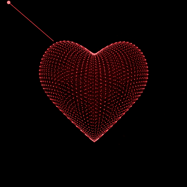 a red background with a lot of lines and dots