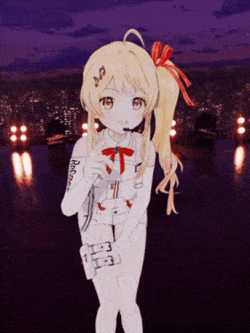 a girl with a microphone on her head is wearing a white outfit that says rockstar on the arm