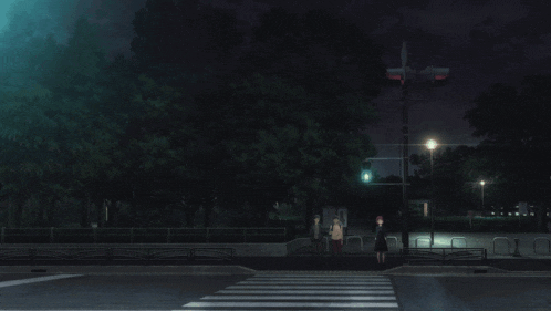 a girl with brown hair and blue eyes is crossing a street