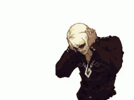 a pixel art of a man wearing sunglasses and a black jacket
