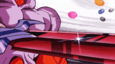 a close up of a cartoon character with bubbles flying around