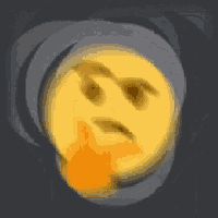 a yellow smiley face with a swirl around it and a smoke coming out of it .