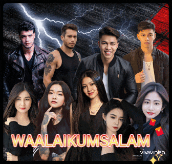 a group of people standing next to each other with the words waalaikumsalam written on the bottom