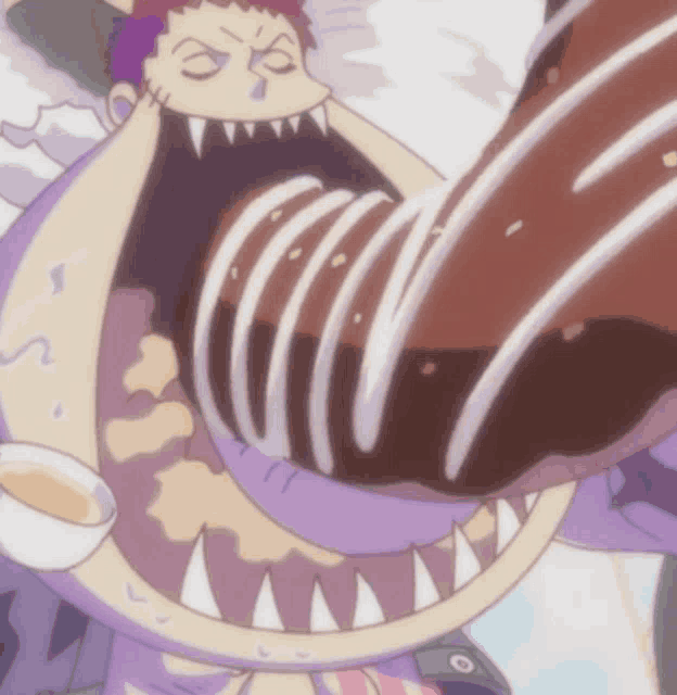 a cartoon drawing of a person eating a donut