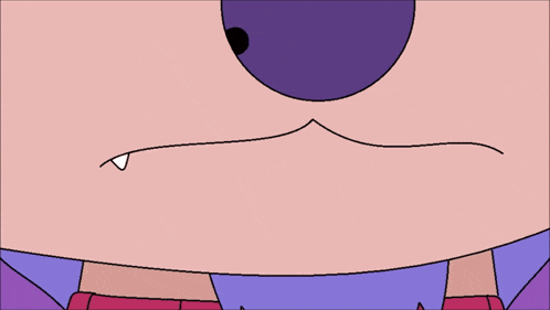 a close up of a cartoon character holding a piece of bread