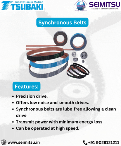 an advertisement for synchronous belts by seimitsu