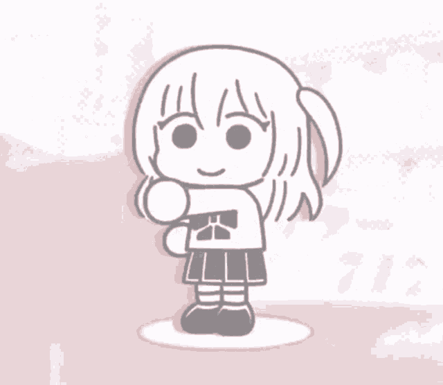 a black and white drawing of a girl with a bow in her hair