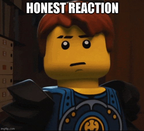 a picture of a lego character with the words honest reaction
