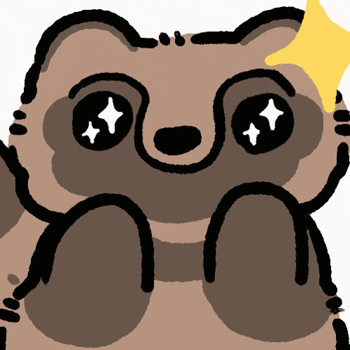 a cartoon drawing of a bear with a yellow star on its head