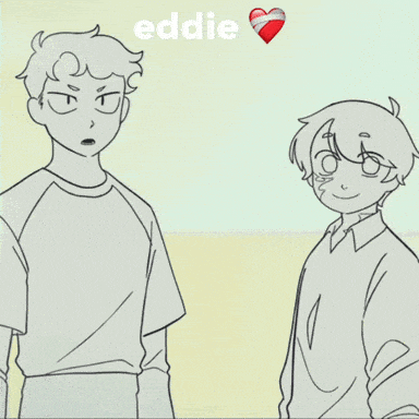 a drawing of two boys with the name eddie on the bottom
