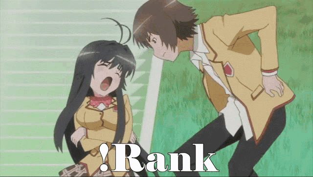 a boy and a girl are standing next to each other with the word rank written on the bottom