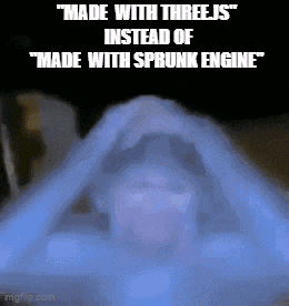 a man is covered in a blue blanket with the words made with three is instead of made with sprunk engine
