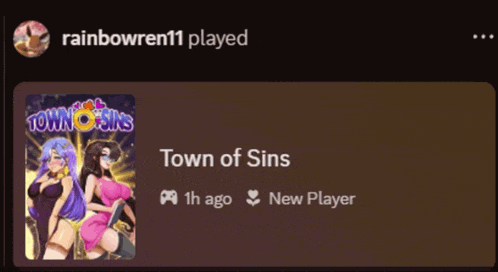 rainbowren11 played town of sins 1h ago and is a new player
