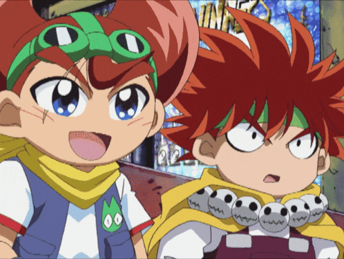 two cartoon characters are standing next to each other and one has skulls on his sleeve