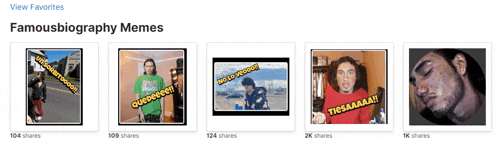 famous biography memes are displayed on a screen