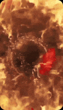 a close up of a piece of food with a red item in the middle