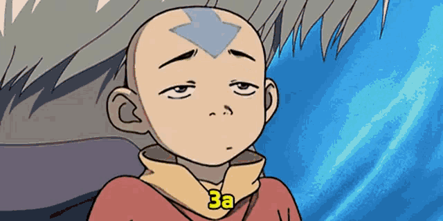 a cartoon of a boy with the word ba on his neck