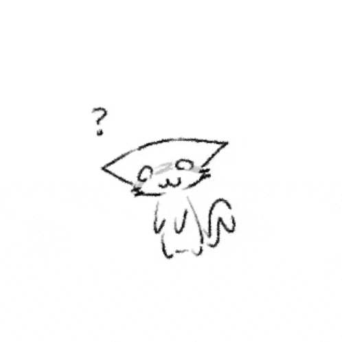 a drawing of a cat with a question mark above its head .