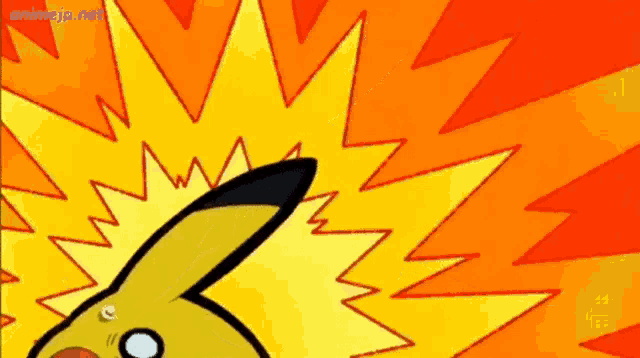 a cartoon of a pikachu with a yellow lightning bolt behind him