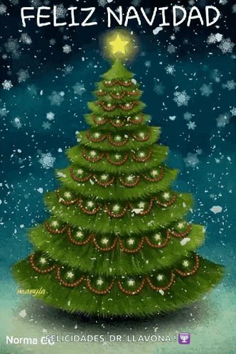 a christmas tree with a star on top and the words " feliz navidad " below it