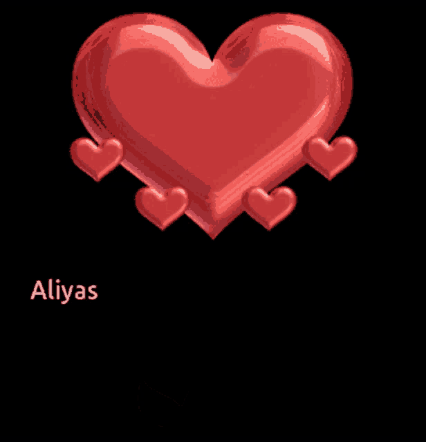 a red heart with the name aliyas above it