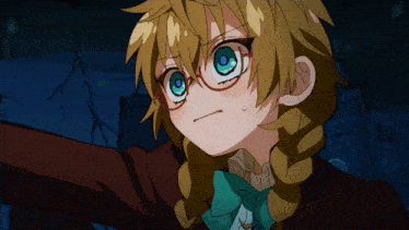 a girl with blonde hair and blue eyes is wearing glasses and a bow tie