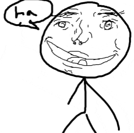 a stick figure with a speech bubble saying ha