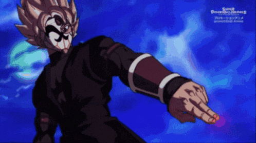 a man in a mask is pointing at something in the sky