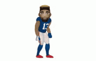 a cartoon of a football player wearing a number 13 jersey is dancing .
