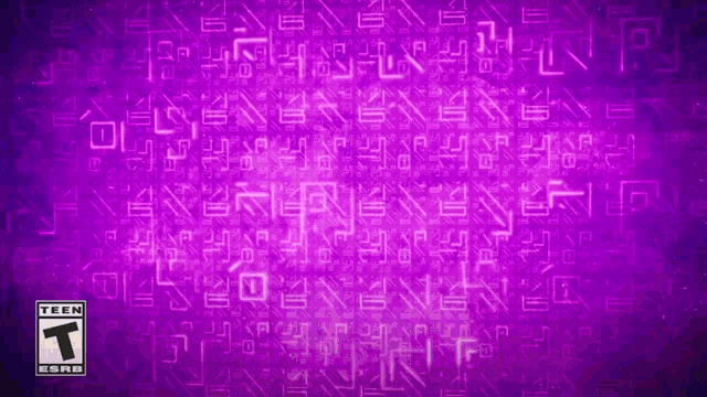 a purple background with a warning label that says teen esrb