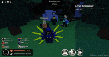 a screenshot of a game with setup generators on the bottom