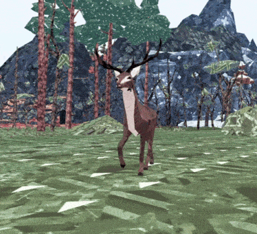 a computer generated image of a deer in a field
