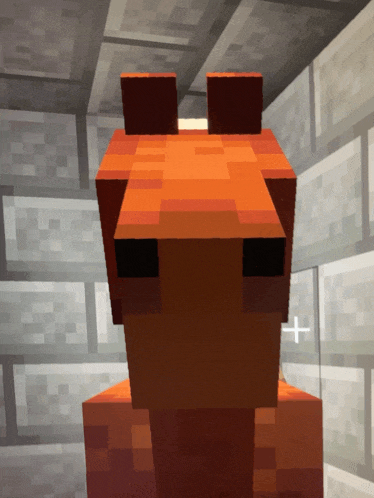 a close up of a minecraft character 's face with a cross in the corner
