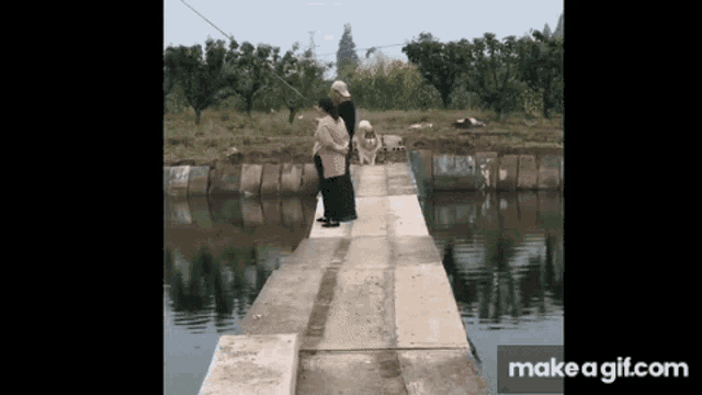 a couple standing on a bridge over a body of water