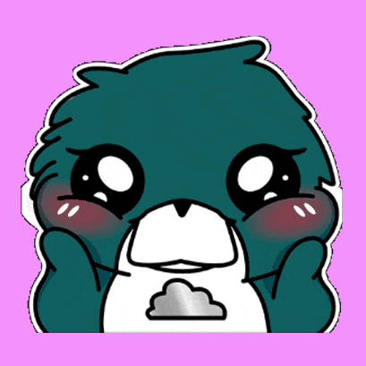 a cartoon drawing of a bird with a cloud on its face